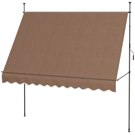 Toldo retrátil manual com manivela, 300x120x210-300 cm, com altura ajustável, impermeável e resistente aos raios UV, cor café. Toldo retrátil manual com manivela, 300x120x210-300 cm, com altura ajustável, impermeável e resistente aos raios UV, cor café.