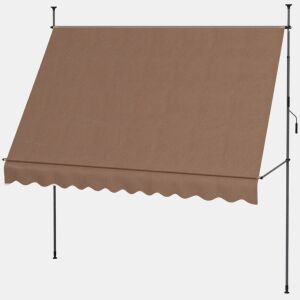 Toldo retrátil manual com manivela, 300x120x210-300 cm, com altura ajustável, impermeável e resistente aos raios UV, cor café.