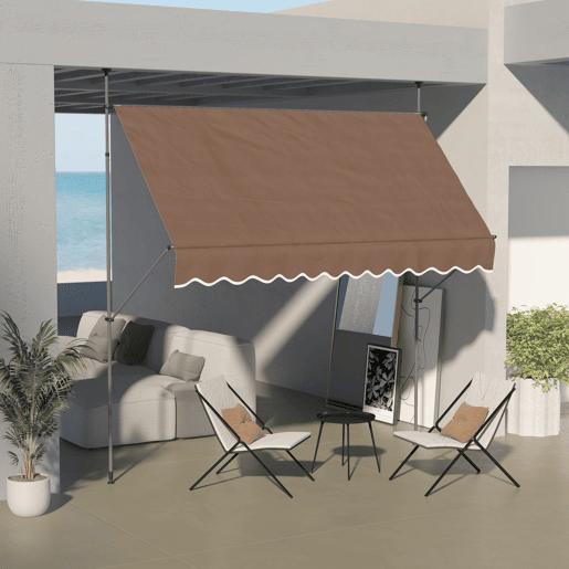 Toldo retrátil manual com manivela, 300x120x210-300 cm, com altura ajustável, impermeável e resistente aos raios UV, cor café. Toldo retrátil manual com manivela, 300x120x210-300 cm, com altura ajustável, impermeável e resistente aos raios UV, cor café.