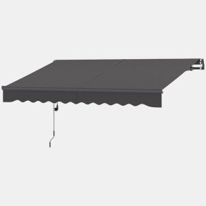 Toldo elétrico retrátil com manivela, inclinação ajustável e proteção UV para jardimterraço, 296 x 250 cm, cinza escuro.