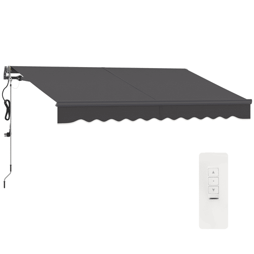 Toldo elétrico retrátil com manivela, inclinação ajustável e proteção UV para jardimterraço, 296 x 250 cm, cinza escuro. Toldo elétrico retrátil com manivela, inclinação ajustável e proteção UV para jardimterraço, 296 x 250 cm, cinza escuro.
