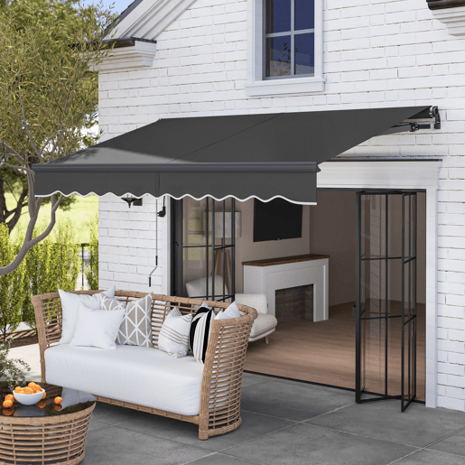 Toldo elétrico retrátil com manivela, inclinação ajustável e proteção UV para jardimterraço, 296 x 250 cm, cinza escuro. Toldo elétrico retrátil com manivela, inclinação ajustável e proteção UV para jardimterraço, 296 x 250 cm, cinza escuro.