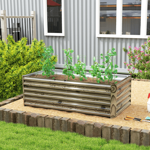 Vaso retangular grande em aço galvanizado para exterior, com base aberta, 180x90x57,5 cm, cor natural. Vaso retangular grande em aço galvanizado para exterior, com base aberta, 180x90x57,5 cm, cor natural.