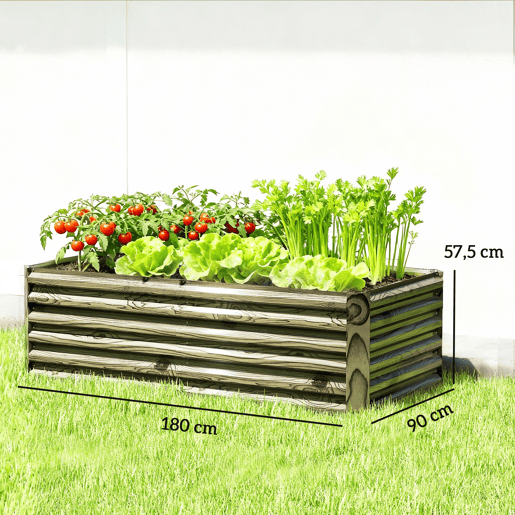 Vaso retangular grande em aço galvanizado para exterior, com base aberta, 180x90x57,5 cm, cor natural. Vaso retangular grande em aço galvanizado para exterior, com base aberta, 180x90x57,5 cm, cor natural.