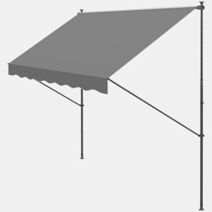 Toldo retrátil manual 300x175x210-310 cm ajustável com manivela, proteção solar UV40+ para varanda e terraço, cinza.