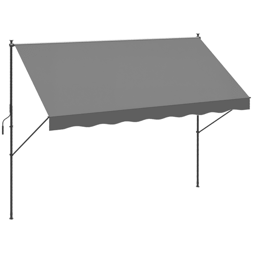 Toldo retrátil manual 300x175x210-310 cm ajustável com manivela, proteção solar UV40+ para varanda e terraço, cinza. Toldo retrátil manual 300x175x210-310 cm ajustável com manivela, proteção solar UV40+ para varanda e terraço, cinza.