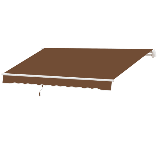 Toldo de parede com braço articulado e manivela, estrutura robusta em alumínio e cobertura em poliéster, 295 x 245 cm, cor café.