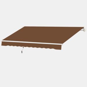 Toldo de parede com braço articulado e manivela, estrutura robusta em alumínio e cobertura em poliéster, 295 x 245 cm, cor café.