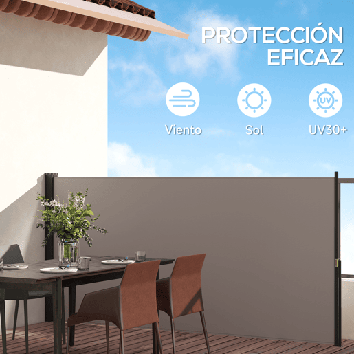 Toldo lateral retrátil, tela de privacidade enrolável, à prova d'água e com proteção UV, cinza claro. Toldo lateral retrátil, tela de privacidade enrolável, à prova d'água e com proteção UV, cinza claro.