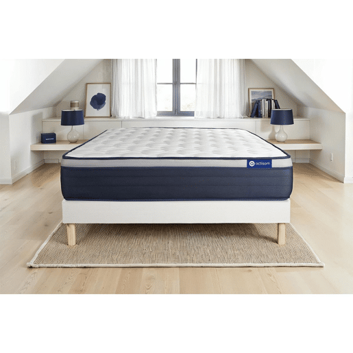 Conjunto de Estrado Branco + Colchão ACTISOM Actiflex Max (140x190 cm - molas ensacadas y Viscoelástica- Altura: 26 cm) Conjunto de Estrado Branco + Colchão ACTISOM Actiflex Max (140x190 cm - molas ensacadas y Viscoelástica- Altura: 26 cm)