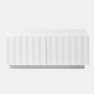 Mesa de centro sem especificações - design ondulado com duas gavetas, estilo moderno e minimalista com espaço de arrumação - branco