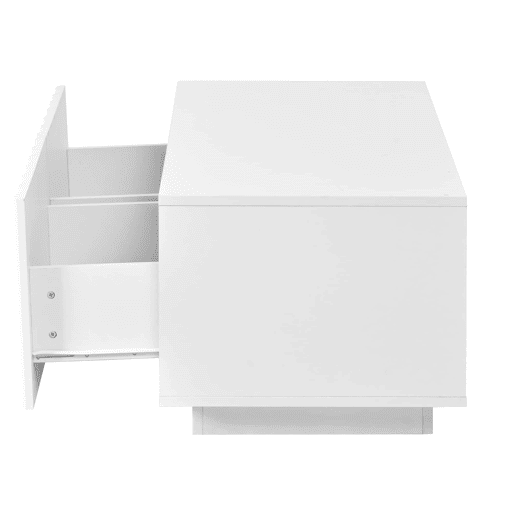 Mesa de centro sem especificações - design ondulado com duas gavetas, estilo moderno e minimalista com espaço de arrumação - branco Mesa de centro sem especificações - design ondulado com duas gavetas, estilo moderno e minimalista com espaço de arrumação - branco