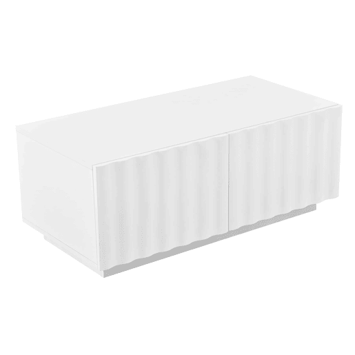 Mesa de centro sem especificações - design ondulado com duas gavetas, estilo moderno e minimalista com espaço de arrumação - branco Mesa de centro sem especificações - design ondulado com duas gavetas, estilo moderno e minimalista com espaço de arrumação - branco