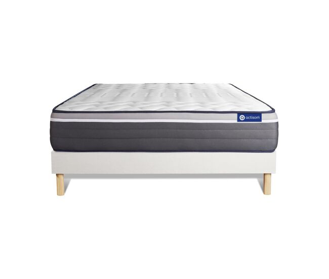 Pack colchón actimemo plus 140x200cm + somier multiláminas, espuma viscoelástica, 7 zonas de confort, fabricado en portugal