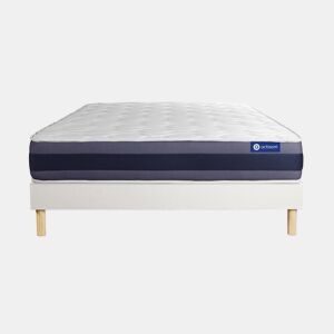 Conjunto de Estrado Branco + Colchão ACTISOM Actiflex Morpho (200x200 cm - molas ensacadas y Viscoelástica- Altura: 24 cm)