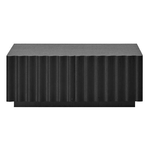 Mesa de centro sem especificações - design ondulado com duas gavetas, estilo minimalista moderno com espaço de arrumação - Preto Mesa de centro sem especificações - design ondulado com duas gavetas, estilo minimalista moderno com espaço de arrumação - Preto