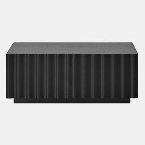 Mesa de centro sem especificações - design ondulado com duas gavetas, estilo minimalista moderno com espaço de arrumação - Preto