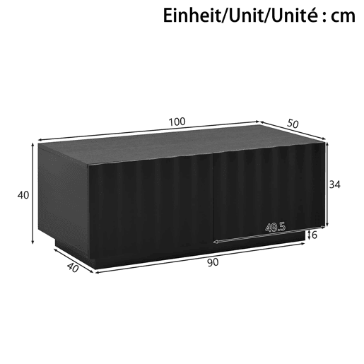 Mesa de centro sem especificações - design ondulado com duas gavetas, estilo minimalista moderno com espaço de arrumação - Preto Mesa de centro sem especificações - design ondulado com duas gavetas, estilo minimalista moderno com espaço de arrumação - Preto