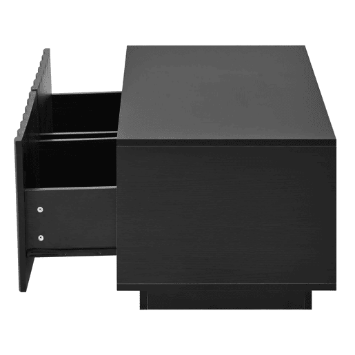 Mesa de centro sem especificações - design ondulado com duas gavetas, estilo minimalista moderno com espaço de arrumação - Preto Mesa de centro sem especificações - design ondulado com duas gavetas, estilo minimalista moderno com espaço de arrumação - Preto