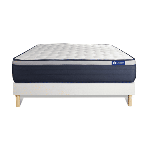 Conjunto de Estrado Branco + Colchão ACTISOM Actiflex Max (160x200 cm - molas ensacadas y Viscoelástica- Altura: 26 cm)