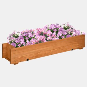 Vaso de madeira com 2 ganchos para pendurar, ideal para o cultivo de plantas e flores ao ar livre, 91 x 18 x 16,5 cm, cor natural.