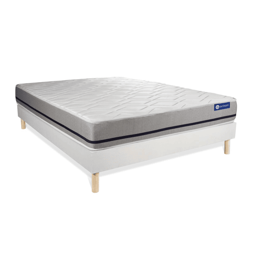 Conjunto de Estrado Branco + Colchão ACTISOM Actimemo Soft (200x200 cm - Espuma Viscoelástica- Altura: 20 cm)