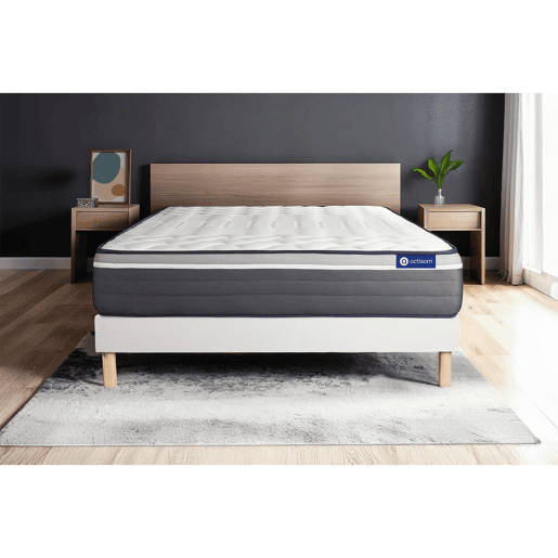 Conjunto de Estrado Branco + Colchão ACTISOM Actimemo Plus (150x190 cm - Espuma Viscoelástica- Altura: 26 cm)