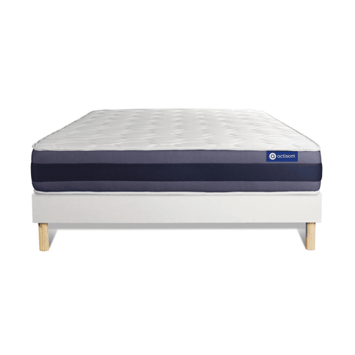 Conjunto de Estrado Branco + Colchão ACTISOM Actimemo Morpho (180x200 cm - Espuma Viscoelástica- Altura: 24 cm)