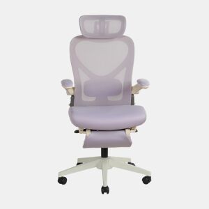 Cadeira de escritório dobrável, ergonómica e compacta para espaços pequenos u2014 apoio lombar, almofada de assento em esponja, apoios de braços dobráveis, apoio para a cabeça 3D, pedais de trabalho u2014 roxo