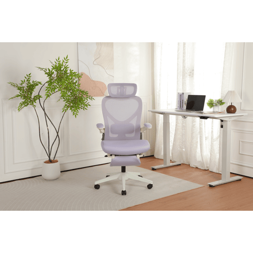 Cadeira de escritório dobrável, ergonómica e compacta para espaços pequenos u2014 apoio lombar, almofada de assento em esponja, apoios de braços dobráveis, apoio para a cabeça 3D, pedais de trabalho u2014 roxo Cadeira de escritório dobrável, ergonómica e compacta para espaços pequenos u2014 apoio lombar, almofada de assento em esponja, apoios de braços dobráveis, apoio para a cabeça 3D, pedais de trabalho u2014 roxo