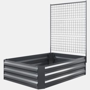 Vaso grande para plantas trepadeiras com treliça e fundo aberto, 80x115x125 cm, cinza escuro.