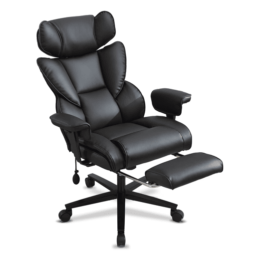 Cadeira de escritório ergonómica para jogos com encosto alto, tamanho padrão u2013 apoio para os pés, apoio lombar, apoio para a cabeça regulável em altura, cadeira reclinável em pele para uso doméstico u2013 preta Cadeira de escritório ergonómica para jogos com encosto alto, tamanho padrão u2013 apoio para os pés, apoio lombar, apoio para a cabeça regulável em altura, cadeira reclinável em pele para uso doméstico u2013 preta