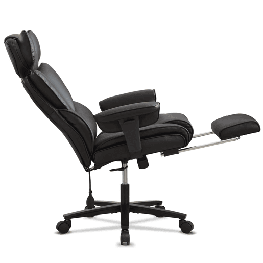 Cadeira de escritório ergonómica para jogos com encosto alto, tamanho padrão u2013 apoio para os pés, apoio lombar, apoio para a cabeça regulável em altura, cadeira reclinável em pele para uso doméstico u2013 preta Cadeira de escritório ergonómica para jogos com encosto alto, tamanho padrão u2013 apoio para os pés, apoio lombar, apoio para a cabeça regulável em altura, cadeira reclinável em pele para uso doméstico u2013 preta