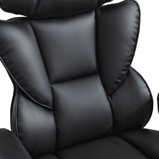 Cadeira de escritório ergonómica para jogos com encosto alto, tamanho padrão u2013 apoio para os pés, apoio lombar, apoio para a cabeça regulável em altura, cadeira reclinável em pele para uso doméstico u2013 preta Cadeira de escritório ergonómica para jogos com encosto alto, tamanho padrão u2013 apoio para os pés, apoio lombar, apoio para a cabeça regulável em altura, cadeira reclinável em pele para uso doméstico u2013 preta