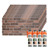 Conjunto de 10 Painéis de Parede Decorativos Efeito 3D Tijolo Industrial Escuro em EPS + 4 Tubos de Adesivo de Montagem de Alta Resistência