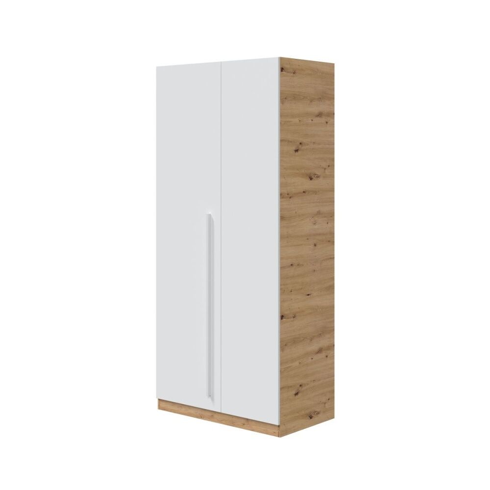 Armario juvenil de 2 puertas raiden, roble / blanco , 90 x 52 x 200cm, armario juvenil