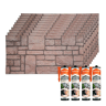 Conjunto de 10 Painéis de Parede Decorativos Efeito 3D Pedra Natural Bege em EPS + 4 Tubos de Adesivo de Montagem de Alta Resistência