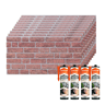 Conjunto de 10 Painéis de Parede Decorativos Efeito 3D Tijolo Clássico Vermelho em EPS + 4 Tubos de Adesivo de Montagem de Alta Resistência