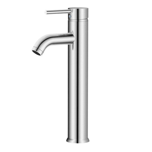 Torneira monocomando alta para lavatório, modelo Lofe, cromada, em aço inoxidável 304, para água quente e fria.