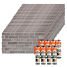Conjunto de 20 Painéis de Parede Decorativos Efeito 3D Tijolo Cinzento Urbano em EPS + 8 Tubos de Adesivo de Montagem de Alta Resistência