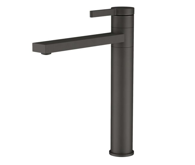 Grifo lavabo alto monomando, grifo baño tucano negro mate, acero inoxidable 304 fría/caliente