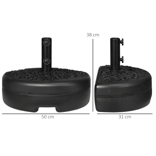 Base de Parede para Chapéu de Sol Suporte Semicircular para Chapéu de Sol Preenchido com Areia 21kg ou Água 18kg para Ja