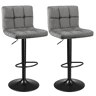 Conjunto de 2 banquetas de bar para cozinha, ajustáveis u200Bu200Be giratórias 360º, modelo Zenit em veludo, com encosto e apoio para os pés, na cor cinza.