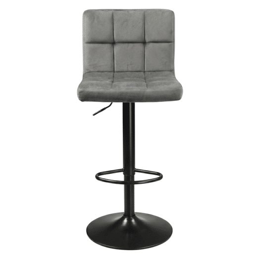 Conjunto de 2 banquetas de bar para cozinha, ajustáveis u200Bu200Be giratórias 360º, modelo Zenit em veludo, com encosto e apoio para os pés, na cor cinza. Conjunto de 2 banquetas de bar para cozinha, ajustáveis u200Bu200Be giratórias 360º, modelo Zenit em veludo, com encosto e apoio para os pés, na cor cinza.