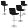Conjunto de 4 banquetas de bar para cozinha, ajustáveis u200Bu200Be giratórias 360º, modelo Zenit em veludo, com encosto e apoio para os pés, na cor preta.