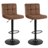 Conjunto de 2 banquetas de bar para cozinha, ajustáveis u200Bu200Be giratórias 360º, modelo Zenit em veludo, com encosto e apoio para os pés, na cor marrom.