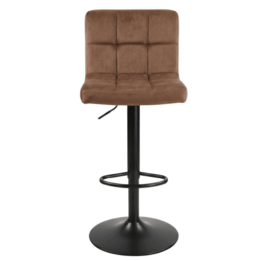 Conjunto de 2 banquetas de bar para cozinha, ajustáveis u200Bu200Be giratórias 360º, modelo Zenit em veludo, com encosto e apoio para os pés, na cor marrom. Conjunto de 2 banquetas de bar para cozinha, ajustáveis u200Bu200Be giratórias 360º, modelo Zenit em veludo, com encosto e apoio para os pés, na cor marrom.