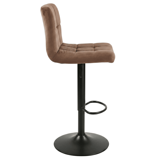 Conjunto de 2 banquetas de bar para cozinha, ajustáveis u200Bu200Be giratórias 360º, modelo Zenit em veludo, com encosto e apoio para os pés, na cor marrom. Conjunto de 2 banquetas de bar para cozinha, ajustáveis u200Bu200Be giratórias 360º, modelo Zenit em veludo, com encosto e apoio para os pés, na cor marrom.