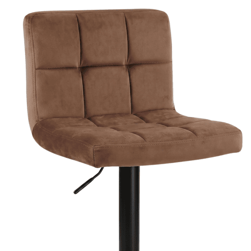 Conjunto de 2 banquetas de bar para cozinha, ajustáveis u200Bu200Be giratórias 360º, modelo Zenit em veludo, com encosto e apoio para os pés, na cor marrom. Conjunto de 2 banquetas de bar para cozinha, ajustáveis u200Bu200Be giratórias 360º, modelo Zenit em veludo, com encosto e apoio para os pés, na cor marrom.