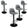 Conjunto de 4 banquetas altas para bar ou cozinha, estilo bistrô, com altura ajustável, assento acolchoado e rotação de 360º, na cor cinza.